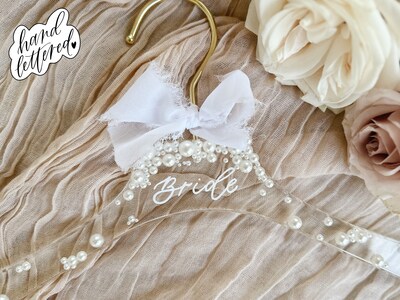 Bride hanger with pearls wedding dress hanger acrylic custom